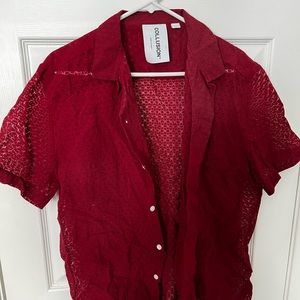 ASOS Red COLLUSION Mesh Shirt